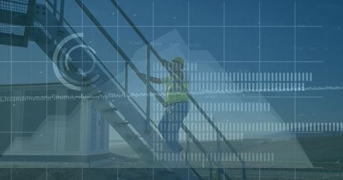 Engineer analyzing data for wind energy optimization