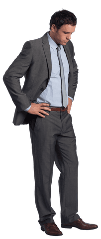 Serious Businessman Standing with Hands on Hips Transparent Background