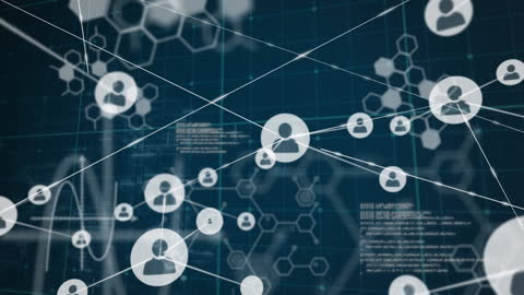 Abstract Digital Network with Hexagons and User Icons for Technological Design
