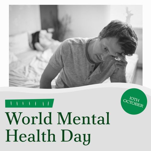 World Mental Health Day with Thoughtful Man Displaying Concern - Download Free Stock Templates Pikwizard.com