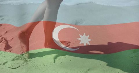 Beach Walk with Azerbaijan Flag Blend
