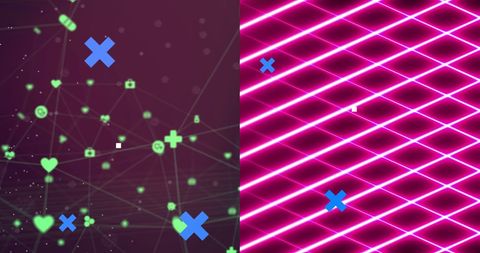 Digital Network and Neon Tech Grid with Chromatic Effects - Download Free Stock Images Pikwizard.com