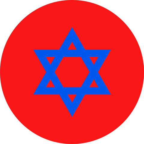 Blue hexagram on red circle with transparent background