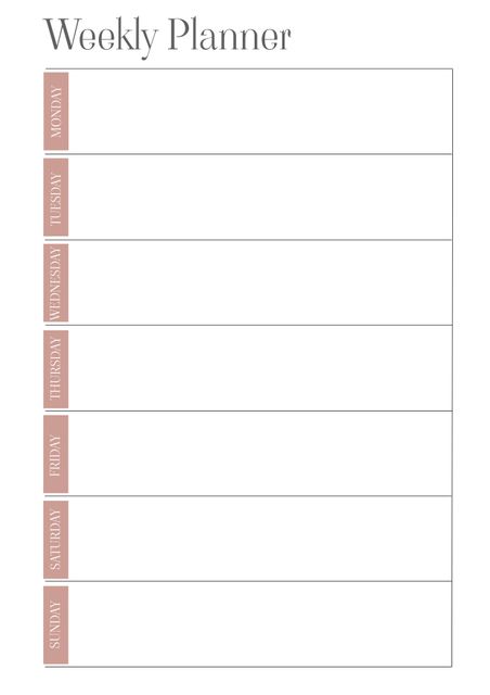 Minimalistic Weekly Planner with Days Column and Ample Writing Space - Download Free Stock Videos Pikwizard.com