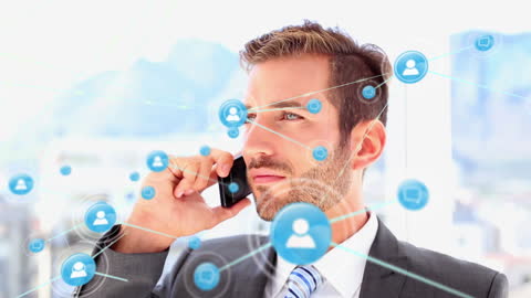 Businessman Engaging in Global Digital Networking