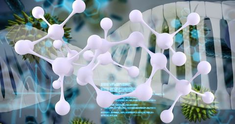 Abstract dna and molecular structure with digital interface