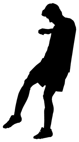 outlined vector of a male soccer player in action against a transparent background. perfect for creating custom posters, sports website graphics, or educational materials about soccer techniques and strategies. can be layered into various designs such as food cartons reflecting on active packaging designs or as part of sports promotional content.