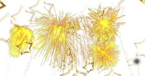Festive Gold Fireworks and Stars on Bright Background
