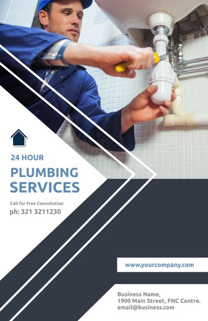 Professional Plumber Providing Reliable Plumbing Services for Residential and Commercial Needs - Download Free Stock Templates Pikwizard.com