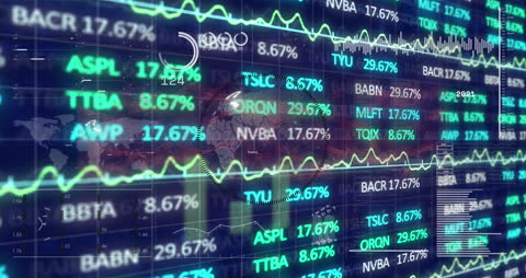 Financial Data Visualization with Glowing Graphs and Numbers