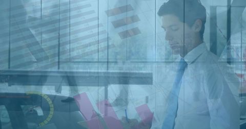 Businessman Analyzing Financial Data and Digital Interface - Download Free Stock Images Pikwizard.com