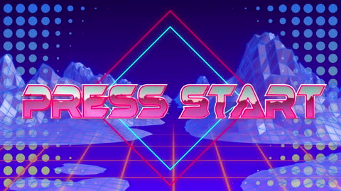 Retro Futuristic Game Start Screen with Neon Elements