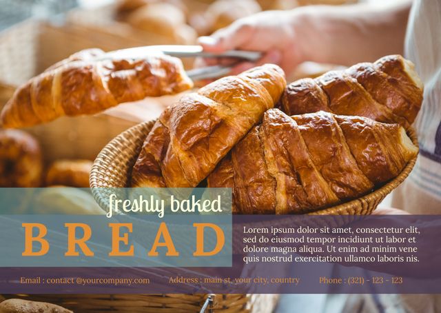 Basket of Freshly Baked Croissants for Bakery Promotion - Download Free Stock Templates Pikwizard.com