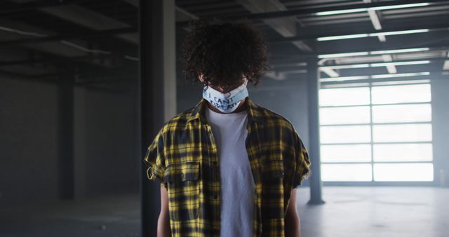 Young Man Wearing I Can't Breathe Mask, Black Lives Matter Message - Download Free Stock Images Pikwizard.com