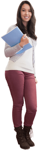 smiling biracial female student holding notebook transparent background - Download Free Stock Videos Pikwizard.com