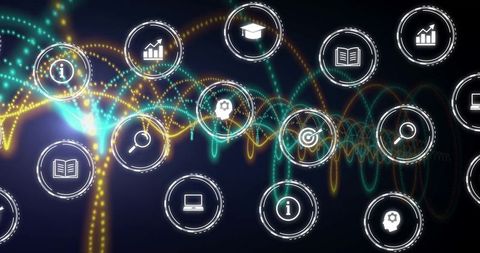 Futuristic Dashboard with Data Visualization and Analytics Icons