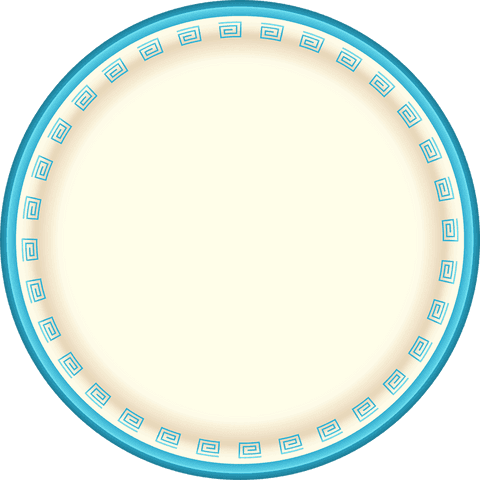 Floating ceramic plate with greek key design on transparent background
