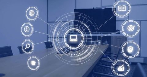 Holographic interface over boardroom table for collaboration and data analytics