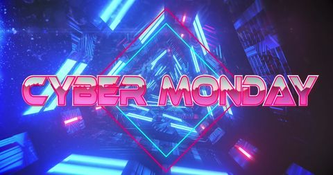 Cyber Monday Neon Lights and Digital Tunnel - Download Free Stock Images Pikwizard.com