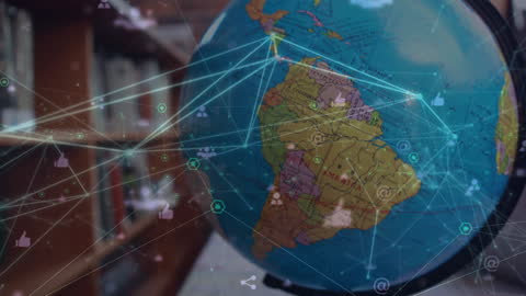 Animated Network Overlay Across Globe in Educational Setting