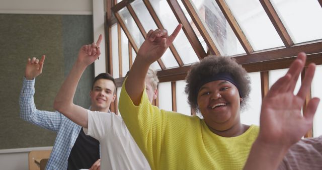 Group of Diverse People Smiling and Dancing Indoors - Download Free Stock Images Pikwizard.com