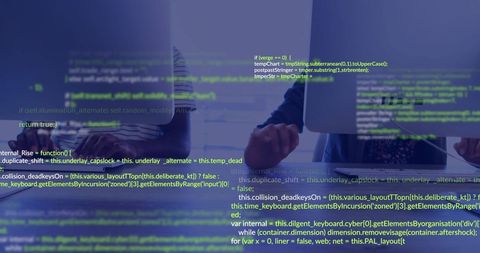 Digital Coding Overlay on Business Community Working - Download Free Stock Images Pikwizard.com