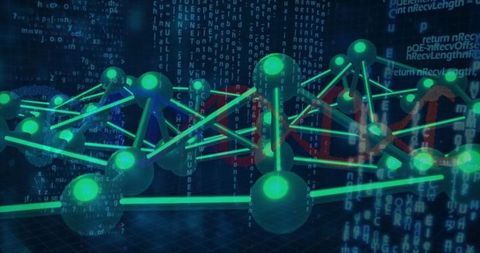 Futuristic Glowing Network Design with Digital Code Elements