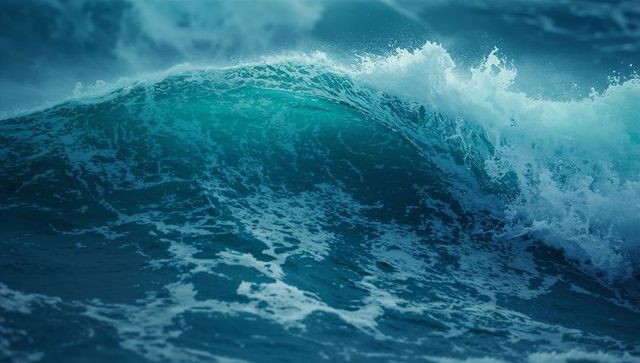 Majestic ocean wave with crashing white foam