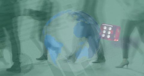 Global Analytics Technology with Walking Timelapse and Dice