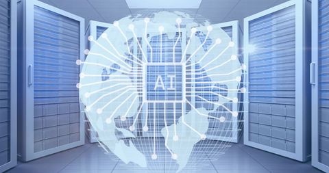 AI Data Processing with Global Connections in Server Room - Download Free Stock Images Pikwizard.com