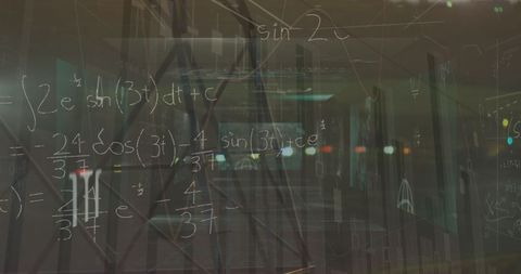 Complex Mathematical Equations Overlay Urban Background