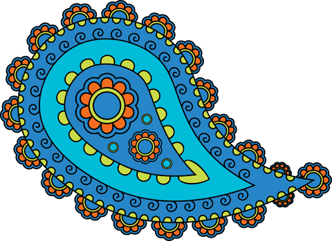 Colorful Paisley Design on Transparent Background Vector