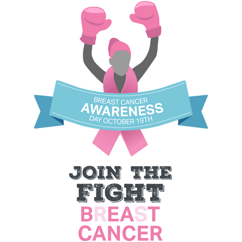 Female Boxer Emblem With Breast Cancer Awareness Message