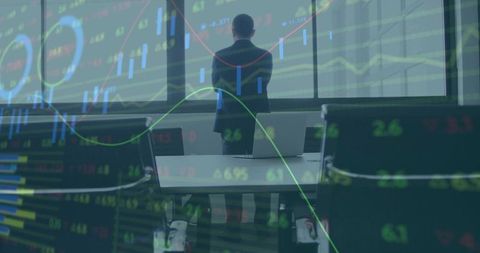 Executive Analyzing Stock Growth Projections in Modern Boardroom