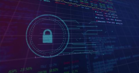 Digital Security Lock with Financial Data Charts - Download Free Stock Images Pikwizard.com