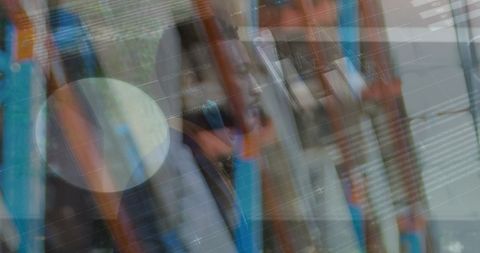 African American Worker in Warehouse with Digital Overlays