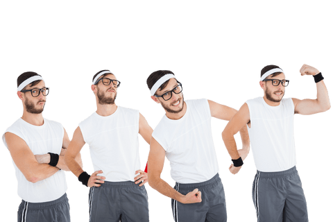 Transparent Strip of Athletic Man Flexing in Fitness Gear