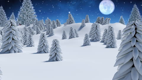 Serene Winter Wonderland Under Moonlit Sky