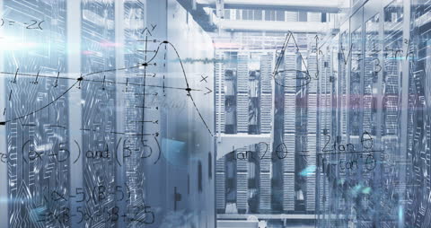 Mathematical Calculations Over Modern Server Room