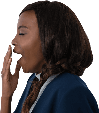 Transparent Businesswoman Yawning Showing Fatigue