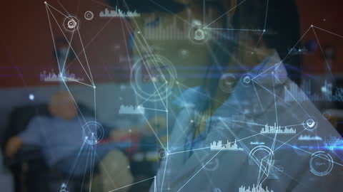 Futuristic Scientist Analyzing Digital Data Networks