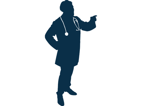 Silhouette of Male Doctor with Stethoscope on Transparent Background