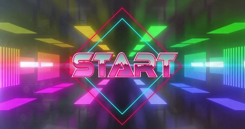 Colorful Neon Start Text in a Digital Interface - Download Free Stock Images Pikwizard.com