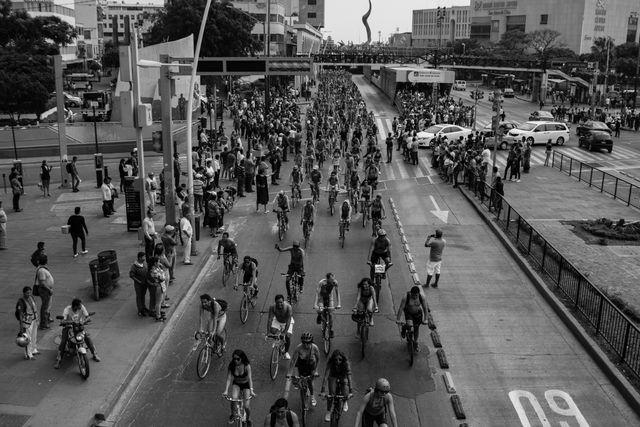 Crowded Urban Cycling Event in Black and White - Download Free Stock Photos Pikwizard.com
