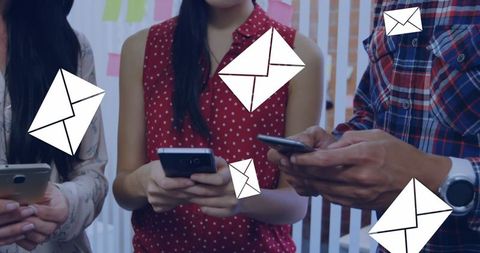 Smartphone engagement with digital messaging icons