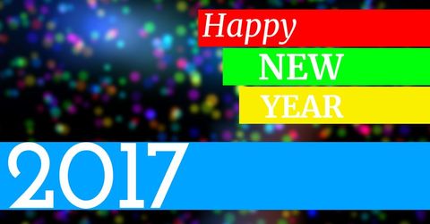 Colorful New Year 2017 Celebration Banner with Festive Lights - Download Free Stock Templates Pikwizard.com