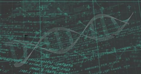 Digital DNA Data Visualization with Futuristic Technology Interface