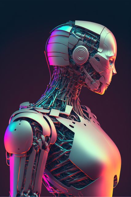 Futuristic Robot with Complex Wiring in Glowing Lights - Download Free Stock Images Pikwizard.com