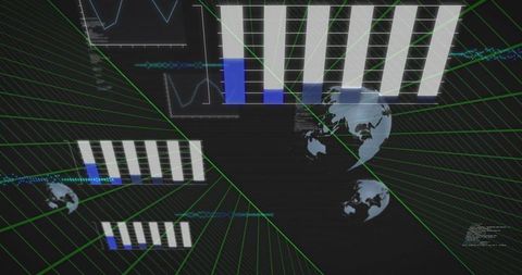 Futuristic holographic interface with global data visualization