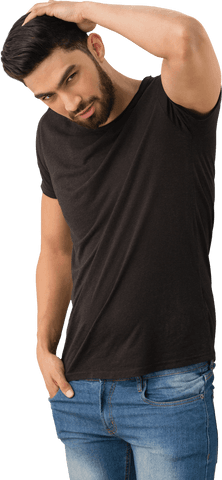 Man in Casual Fashion Posing with Rugged Confidence - Download Free Stock Videos Pikwizard.com